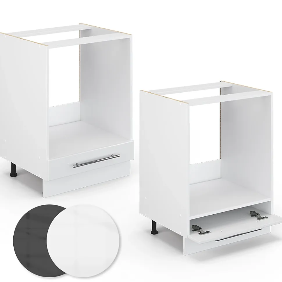 Vicco Meuble pour four Blanc Haute brillance 60cm , PT Marbre