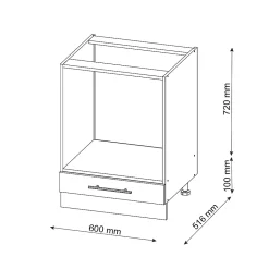 Vicco Meuble pour four Blanc Haute brillance 60cm , PT Marbre