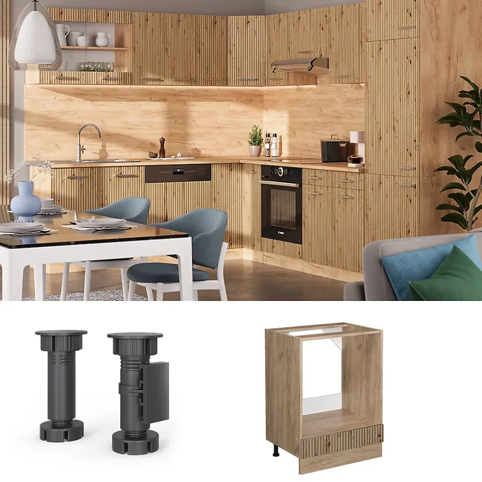 Vicco Meuble pour four Chêne Artisan 60cm PT Marbre