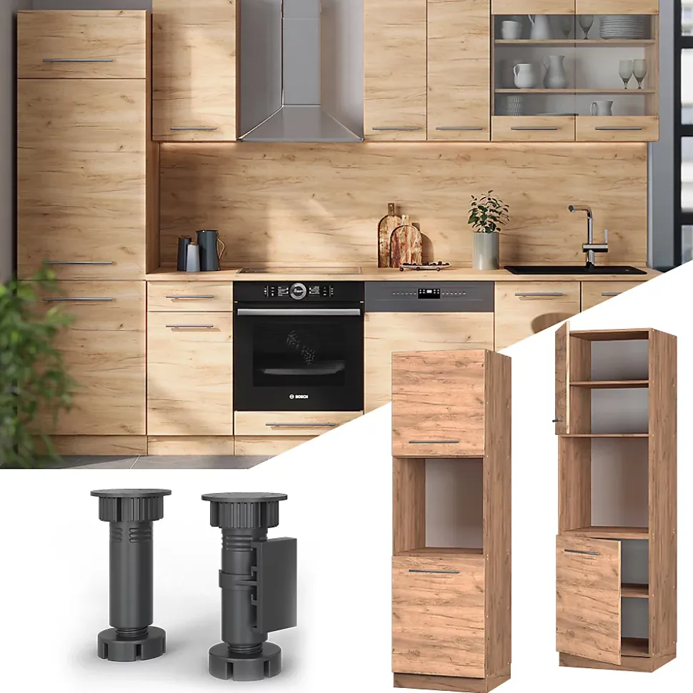 Vicco Meuble pour four Chêne de force doré 60cm ouvert