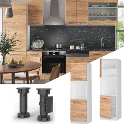 Vicco Meuble pour four Chêne de force doré 60cm avec étagères ouvertes