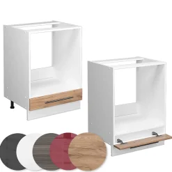 Vicco Meuble pour four Chêne de force doré 60cm , PT Anthracite