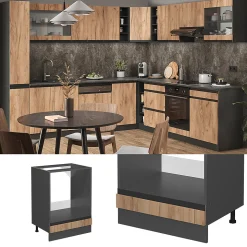 Vicco Meuble pour four Chêne de force doré 60cm PT Marbre