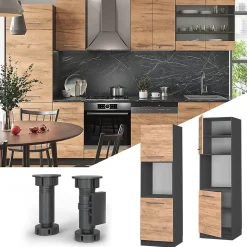 Vicco Meuble pour four Chêne de force doré 60cm ouvert