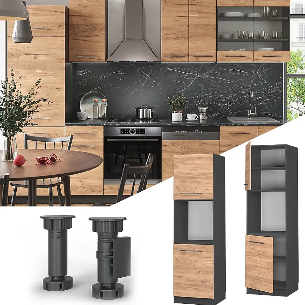 Vicco Meuble pour four Chêne de force doré 60cm ouvert