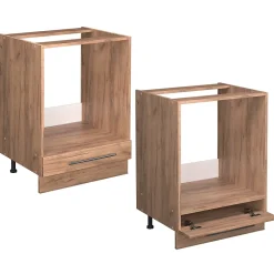 Vicco Meuble pour four Chêne de force doré 60cm , PT Marbre