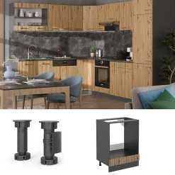 Vicco Meuble pour four Chêne Artisan 60cm , PT Anthracite