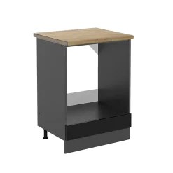 Vicco Meuble pour four Noir Haute brillance 60cm , PT Chêne