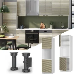 Vicco Meuble pour four Panneau en chêne 60cm avec étagères ouvertes