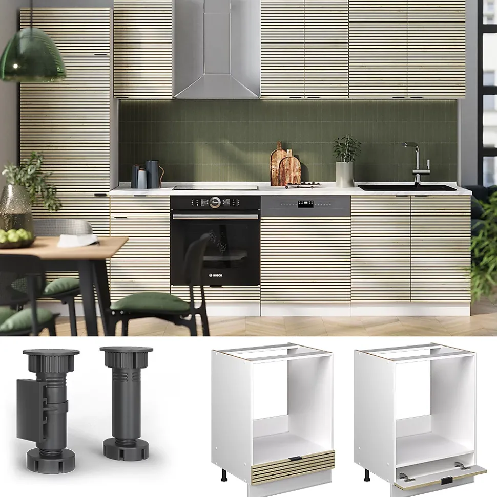 Vicco Meuble pour four Panneau en chêne 60cm , PT Anthracite