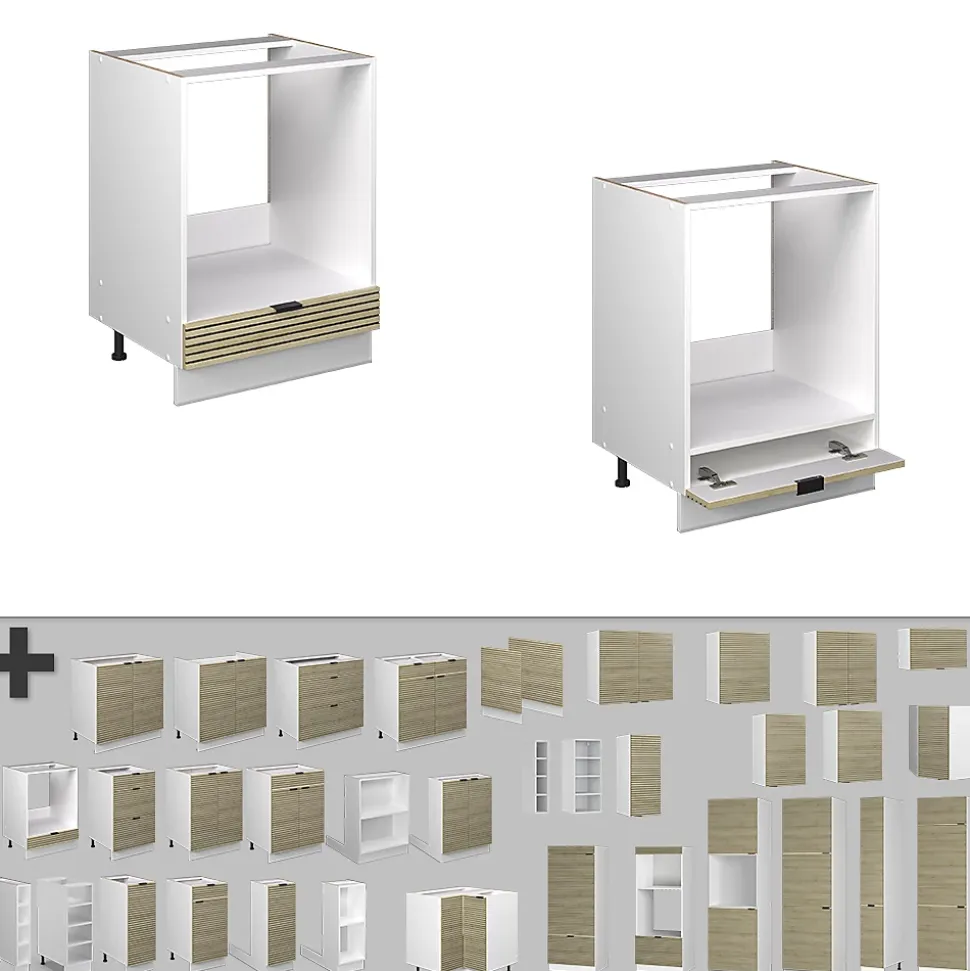 Vicco Meuble pour four Panneau en chêne 60cm , PT Anthracite