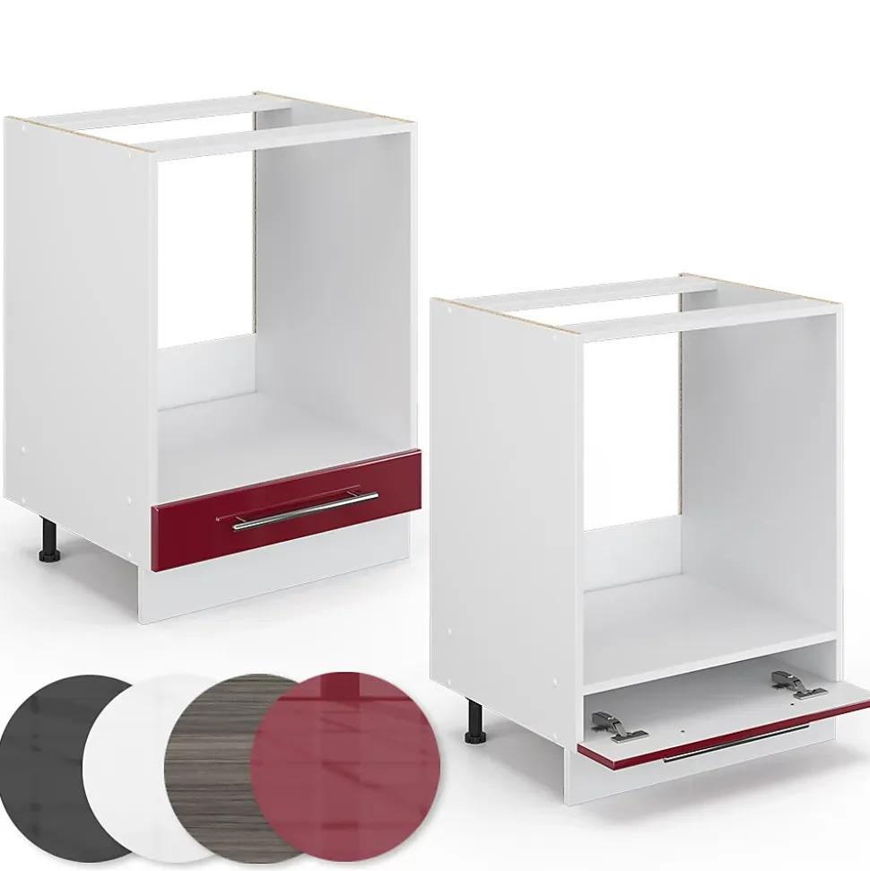 Vicco Meuble pour four Rouge bordeaux Haute brillance 60cm , PT Anthracite