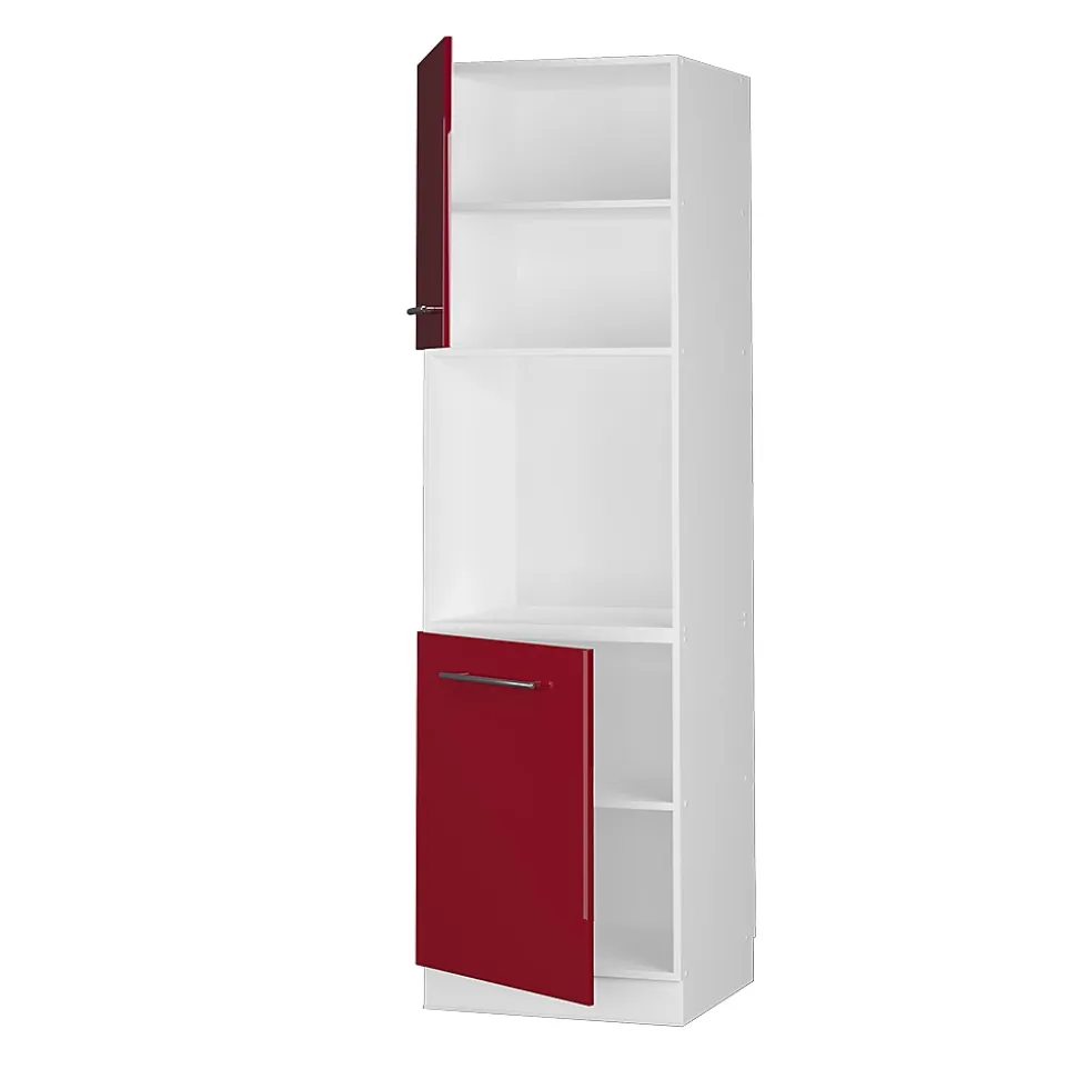 Vicco Meuble pour four Rouge bordeaux Haute brillance 60cm avec étagères ouvertes