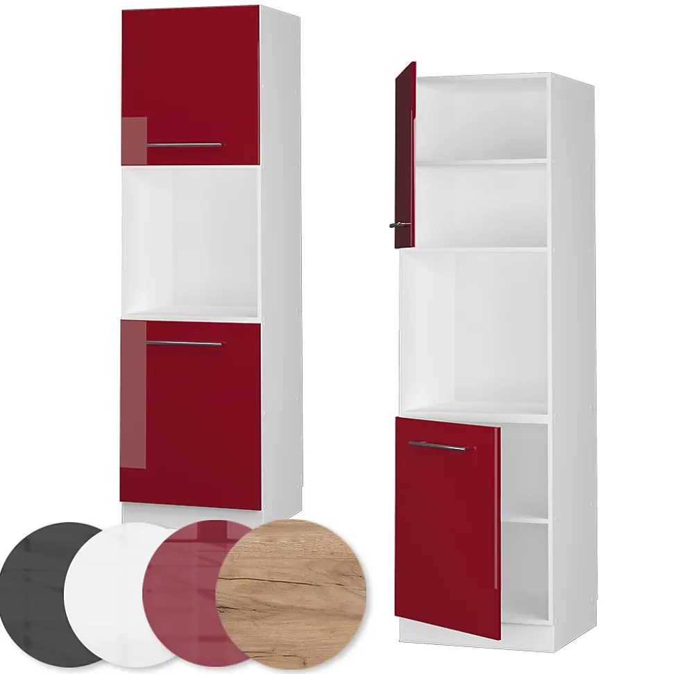 Vicco Meuble pour four Rouge bordeaux Haute brillance 60cm avec étagères ouvertes
