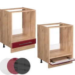 Vicco Meuble pour four Rouge bordeaux Haute brillance 60cm , PT Chêne