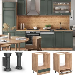 Vicco Meuble pour four Vert Or Campagne 60cm , PT Chêne