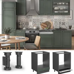 Vicco Meuble pour four Vert Or Campagne 60cm , PT Chêne