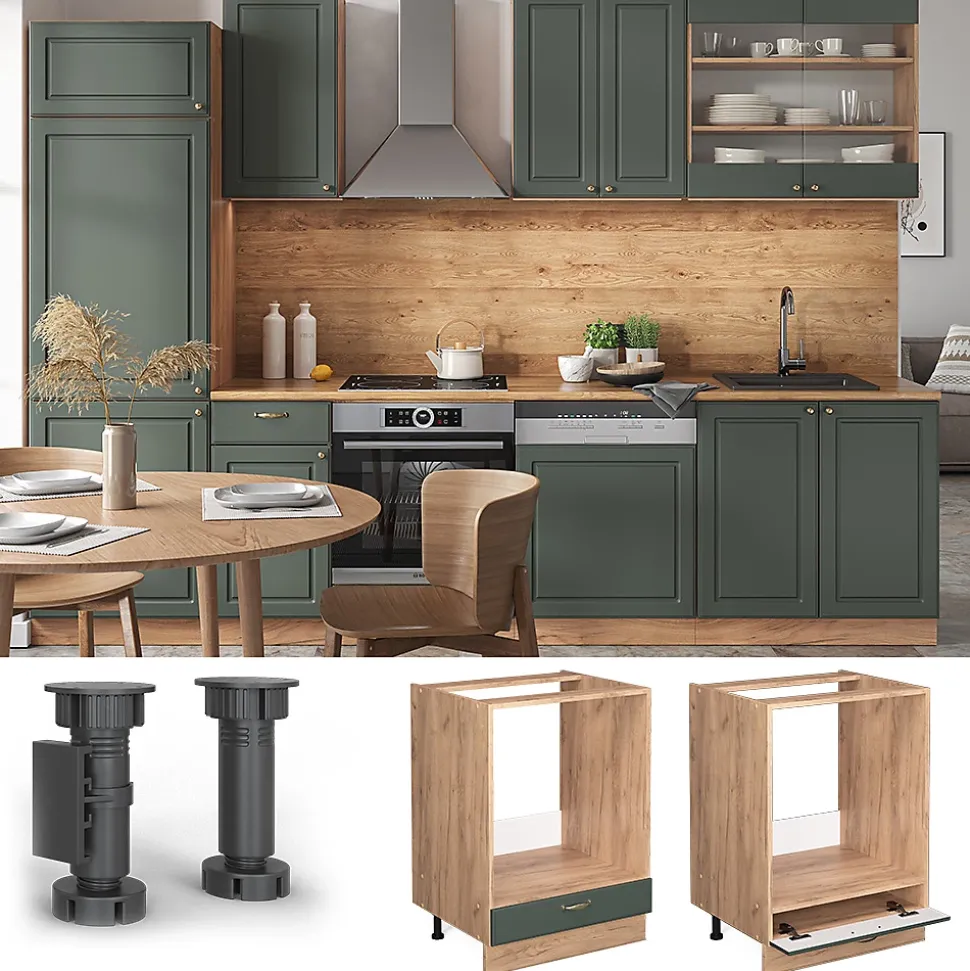 Vicco Meuble pour four Vert Or Campagne 60cm , PT Marbre