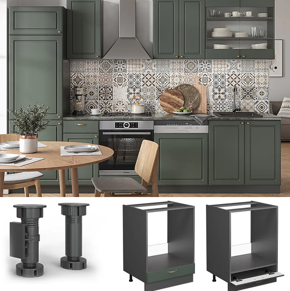 Vicco Meuble pour four Vert Or Campagne 60cm , PT Marbre