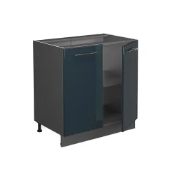Vicco Meuble sous évier Bleu foncé brillant 80cm avec étagère, PT Anthracite