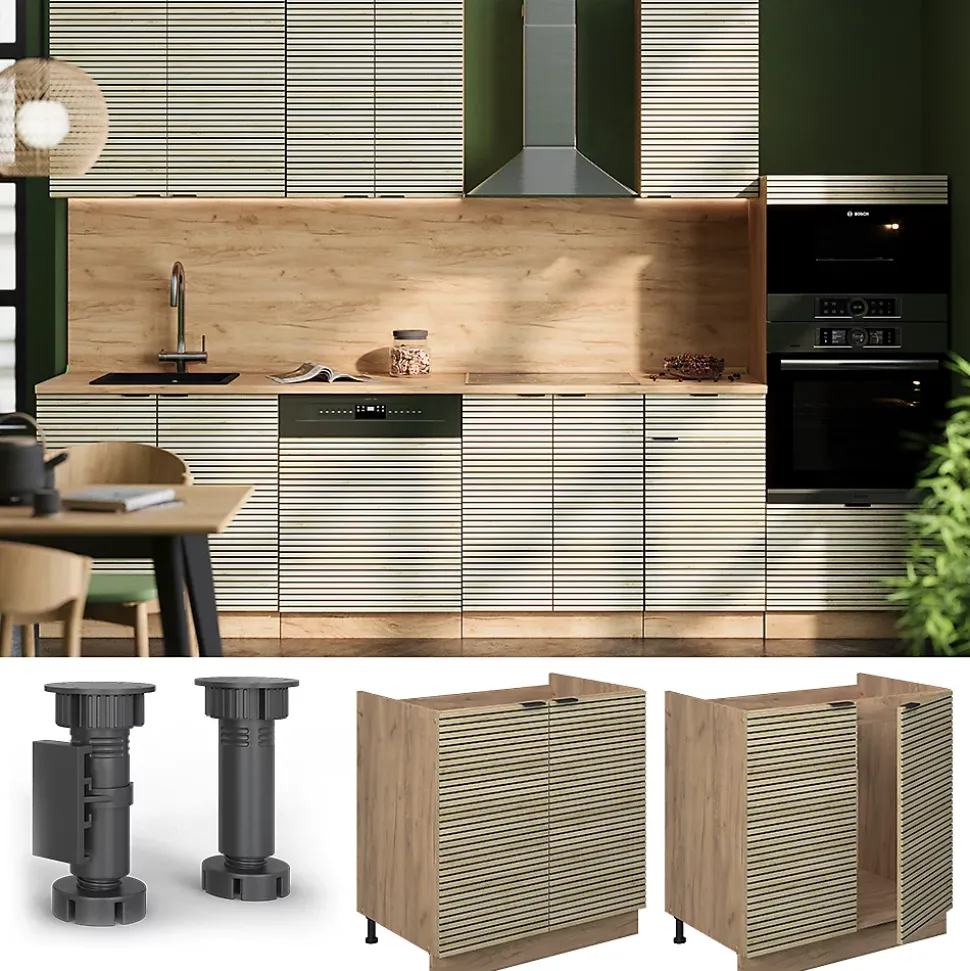 Vicco Meuble sous évier Panneau en chêne 80cm , PT Anthracite