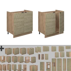 Vicco Meuble sous évier Panneau en chêne 80cm , PT Chêne