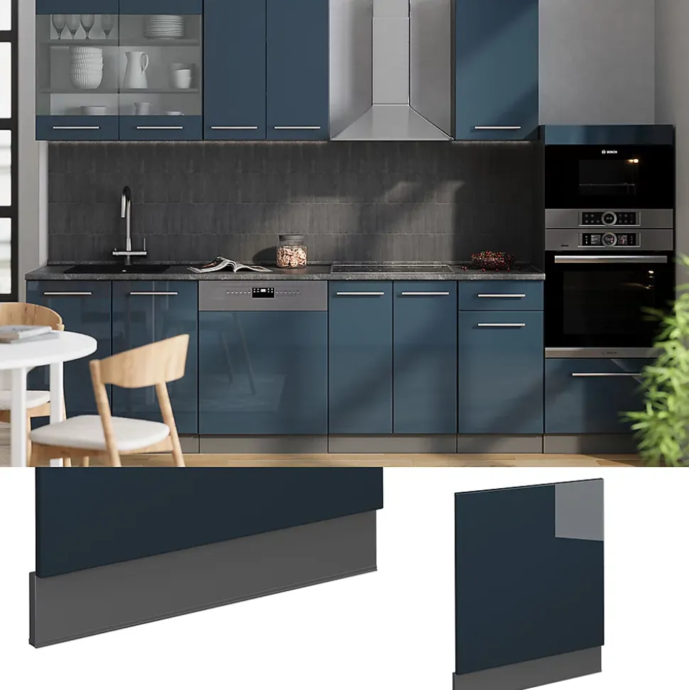 Vicco panneau de lave-vaisselle Bleu foncé brillant 60cm , PT Anthracite