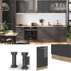 Vicco Panneau de lave-vaisselle Anthracite Haute brillance 45cm , PT Marbre