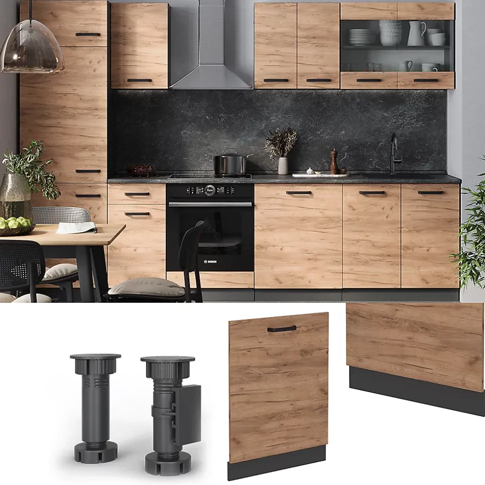 Vicco Panneau de lave-vaisselle Chêne de force doré 60cm , PT Marbre