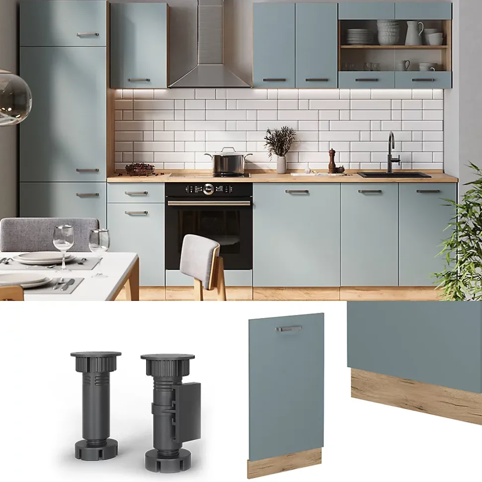 Vicco Panneau de lave-vaisselle Bleu-gris 45cm sans PT