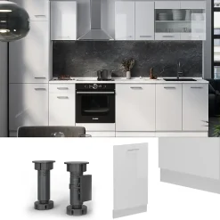 Vicco Panneau de lave-vaisselle Blanc Haute brillance 45cm , PT Chêne