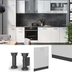 Vicco Panneau de lave-vaisselle Blanc Haute brillance 60cm , PT Chêne