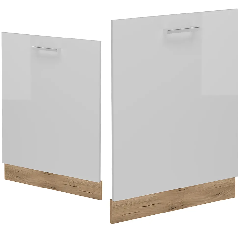 Vicco Panneau de lave-vaisselle Blanc Haute brillance 60cm , PT Chêne