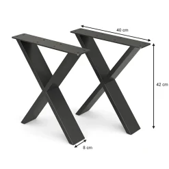 Vicco Pieds de table Noir 40x42.1cm Forme en X