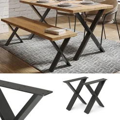 Vicco Pieds de table Noir 40x42.1cm Forme en X