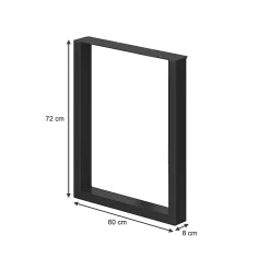 Vicco Pieds de table Noir 60x72cm Carré