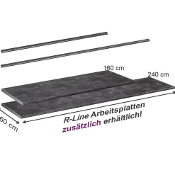 Vicco Plan de travail cuisine Anthracite 240cm