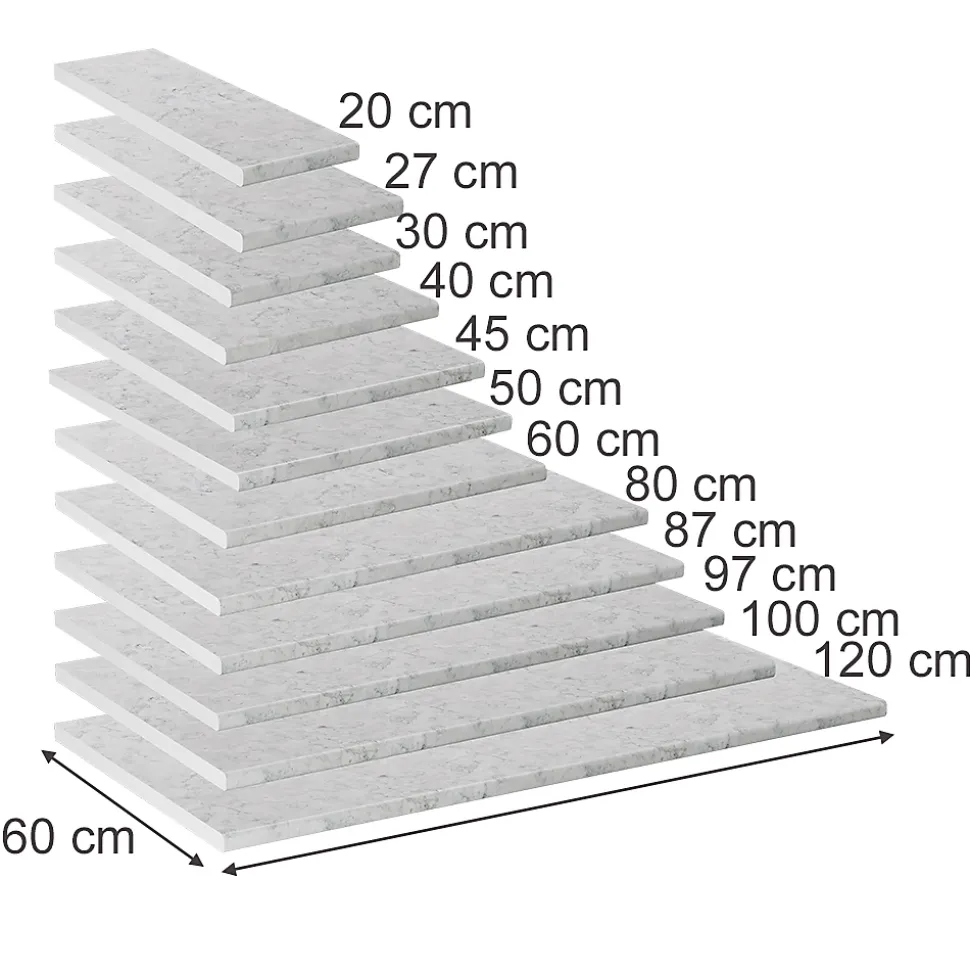Vicco Plan de travail cuisine blanc/marbre 60cm