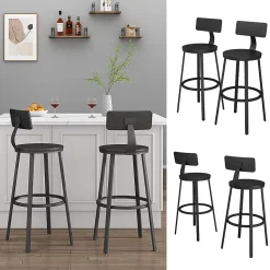 Vicco Tabouret de bar Noir 34x102cm 2 pièces