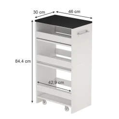 Vicco Étagère à roulettes blanc/anthracite 30x84.8cm