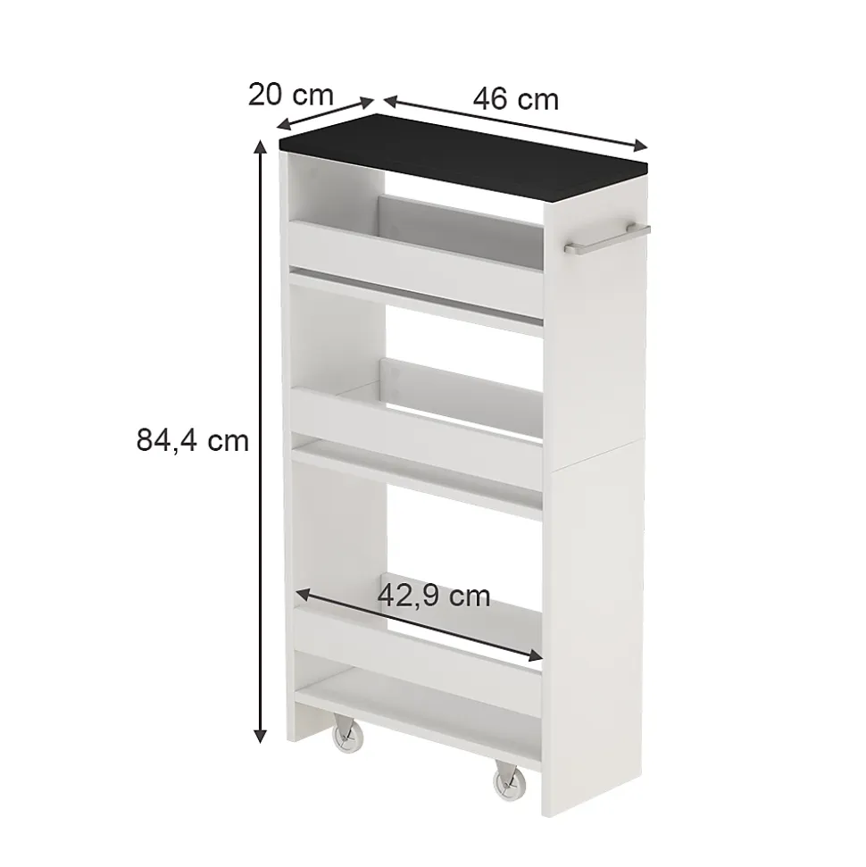 Vicco Étagère roulante blanc/anthracite 20x84.4cm
