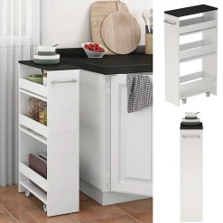 Vicco Étagère roulante blanc/anthracite 20x84.4cm