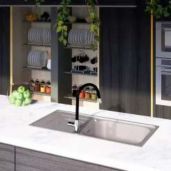 Vidage automatique 1 bac CUIPD093 pour évier inox - Siphon gain de place