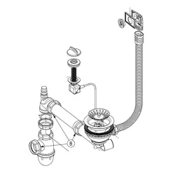 Vidage automatique 1 bac CUIPD019 évier CLEYA et V&B ARCHITECTURA - Siphon gain de place