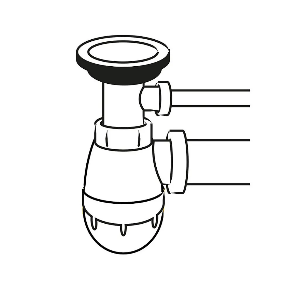 Vidage automatique 1 bac CUIPD254 pour évier Villeroy & Boch ARCHITECTURA - Siphon gain de place