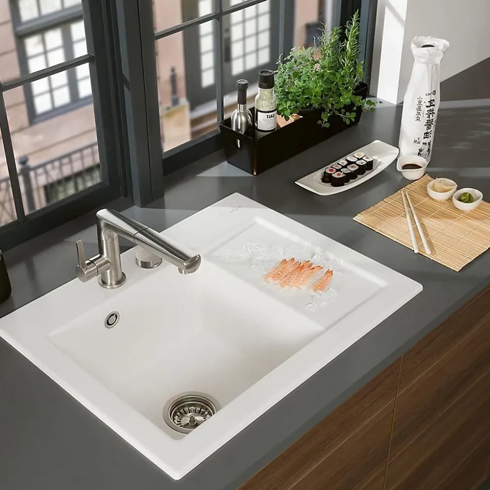 Vidage automatique 1 bac CUIPD269 / CUIPD017 pour évier V&B SUBWAY PURE - Siphon gain de place