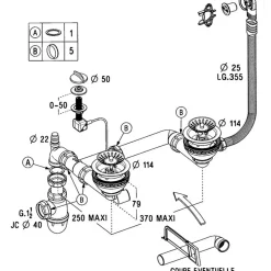 Vidage automatique 2 bacs CUIPD018 pour évier Villeroy & Boch SUWAY PURE - Siphon gain de place