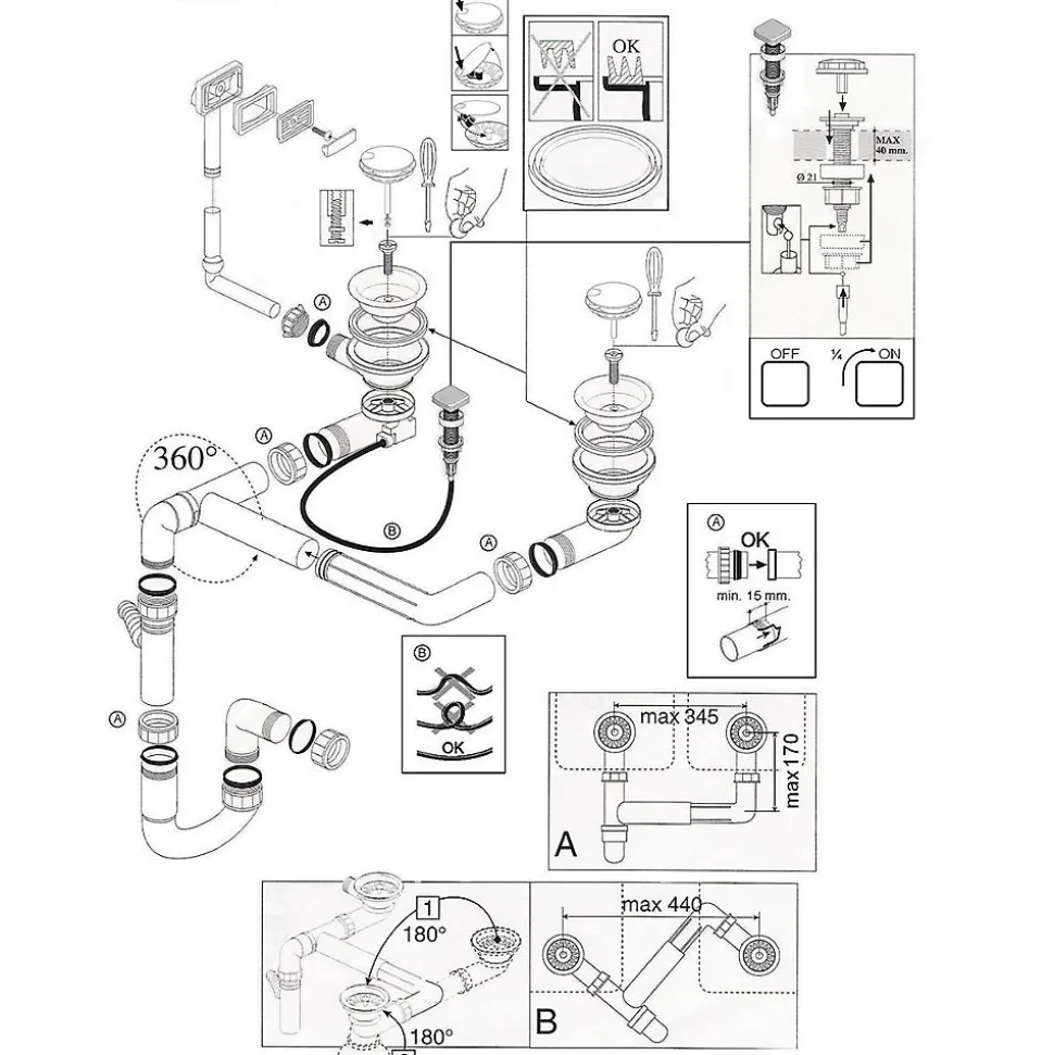 Vidage automatique 2 bacs CUIPD234 gamme Best en Keratek - Siphon gain de place