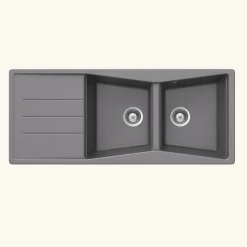 Vidage automatique gain de place CUIPD316 pour évier 2 bacs - Siphon gain de place