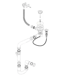 Vidage automatique gain de place 1 bac CUIPD033 pour évier inox - Siphon gain de place